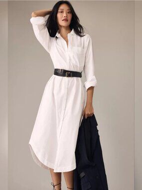 Anthropologie "Soren" White Shirt Dress Size XL